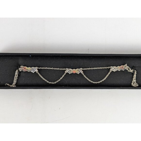 Harley Davidson Sterling Silver 925 Ankle Bracelet Anklet Bar Shiled Flame - Picture 10 of 16